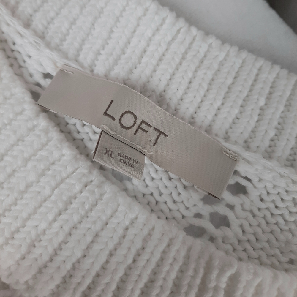 LOFT White Crew Neck Sweater - Picture 10 of 10